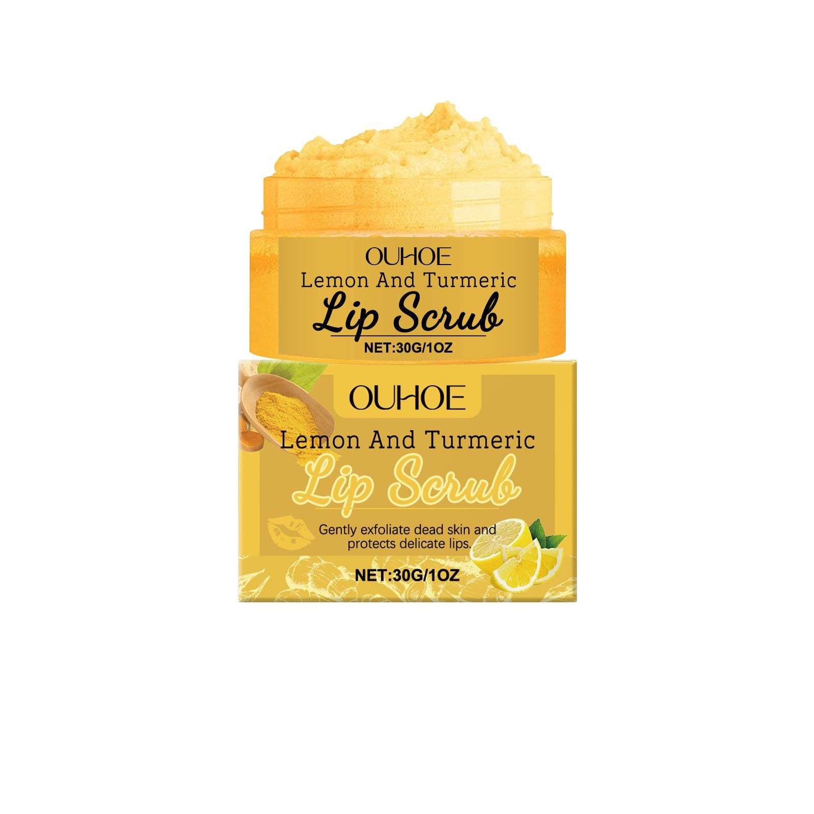 OUHOE Turmeric Lemon Lip Scrub, 30 g