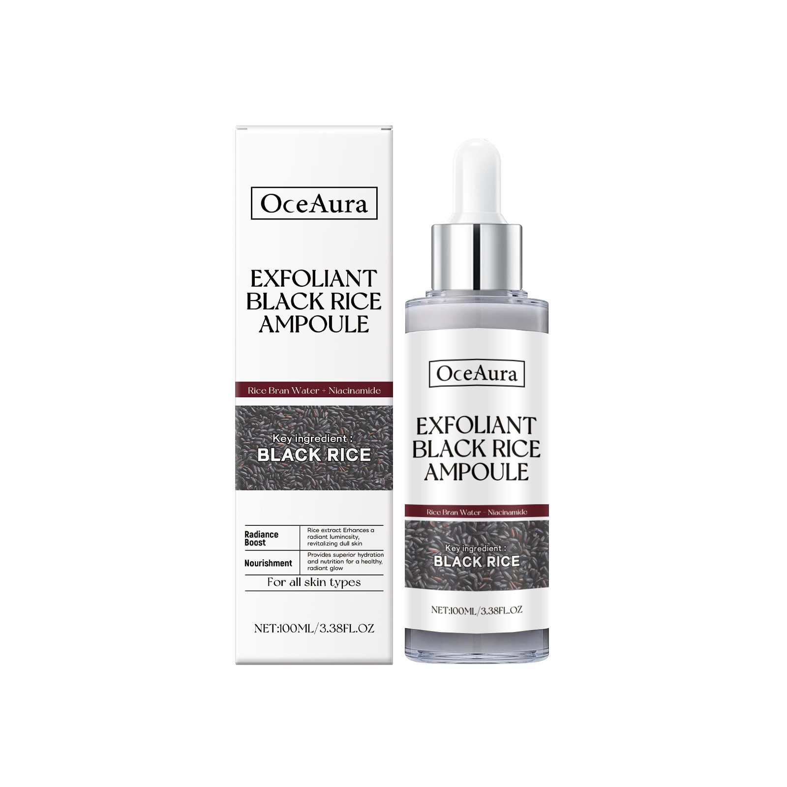 OCEAURA Black Rice Facial Exfoliating Liquid, 100 ml