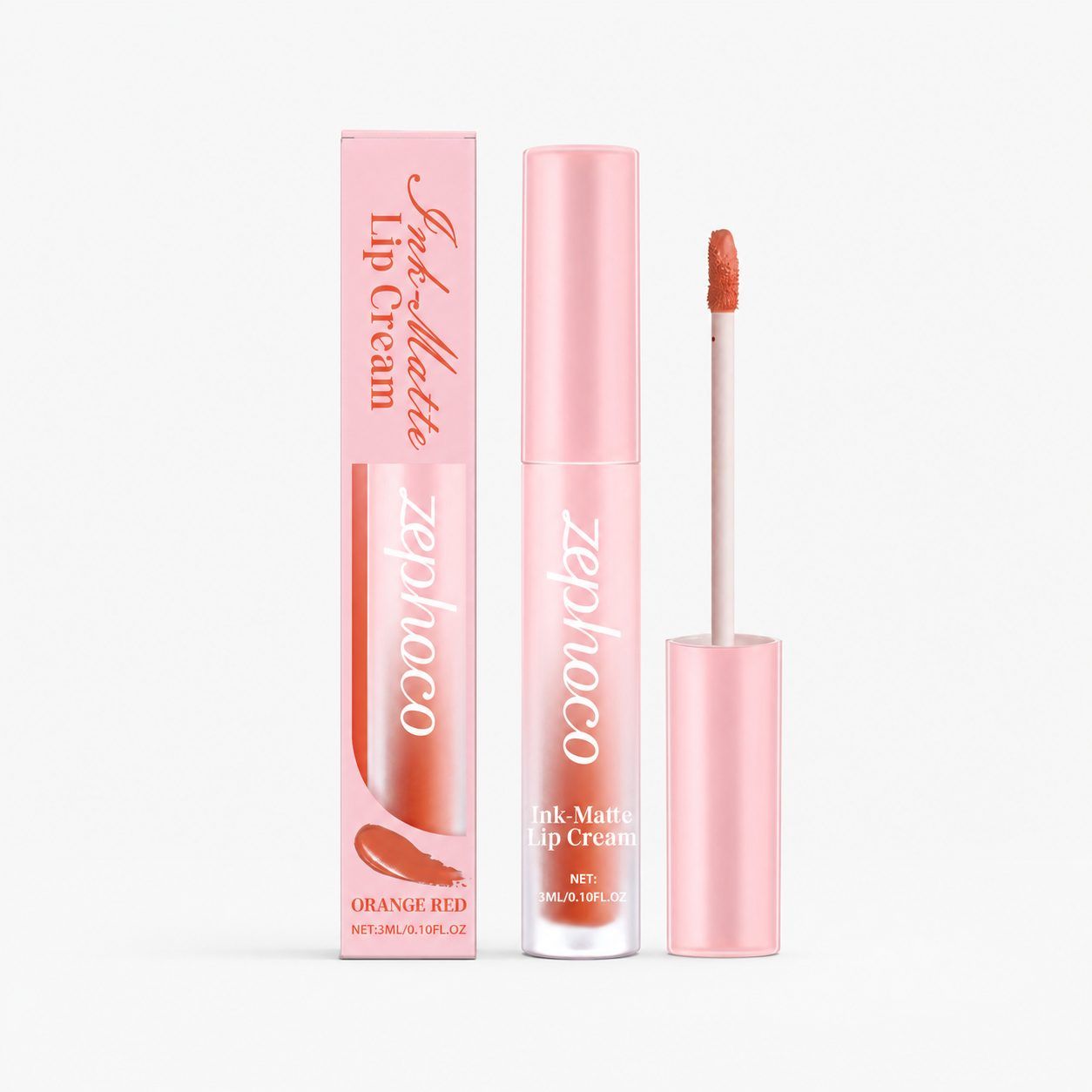 zephoco Matte Liquid Lip Color, Orange Red, 3 ml