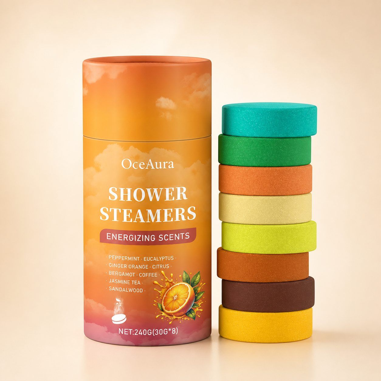 Oceaura Eight-Piece Shower Aroma Tablet Set, 8 x 30 g Tablets