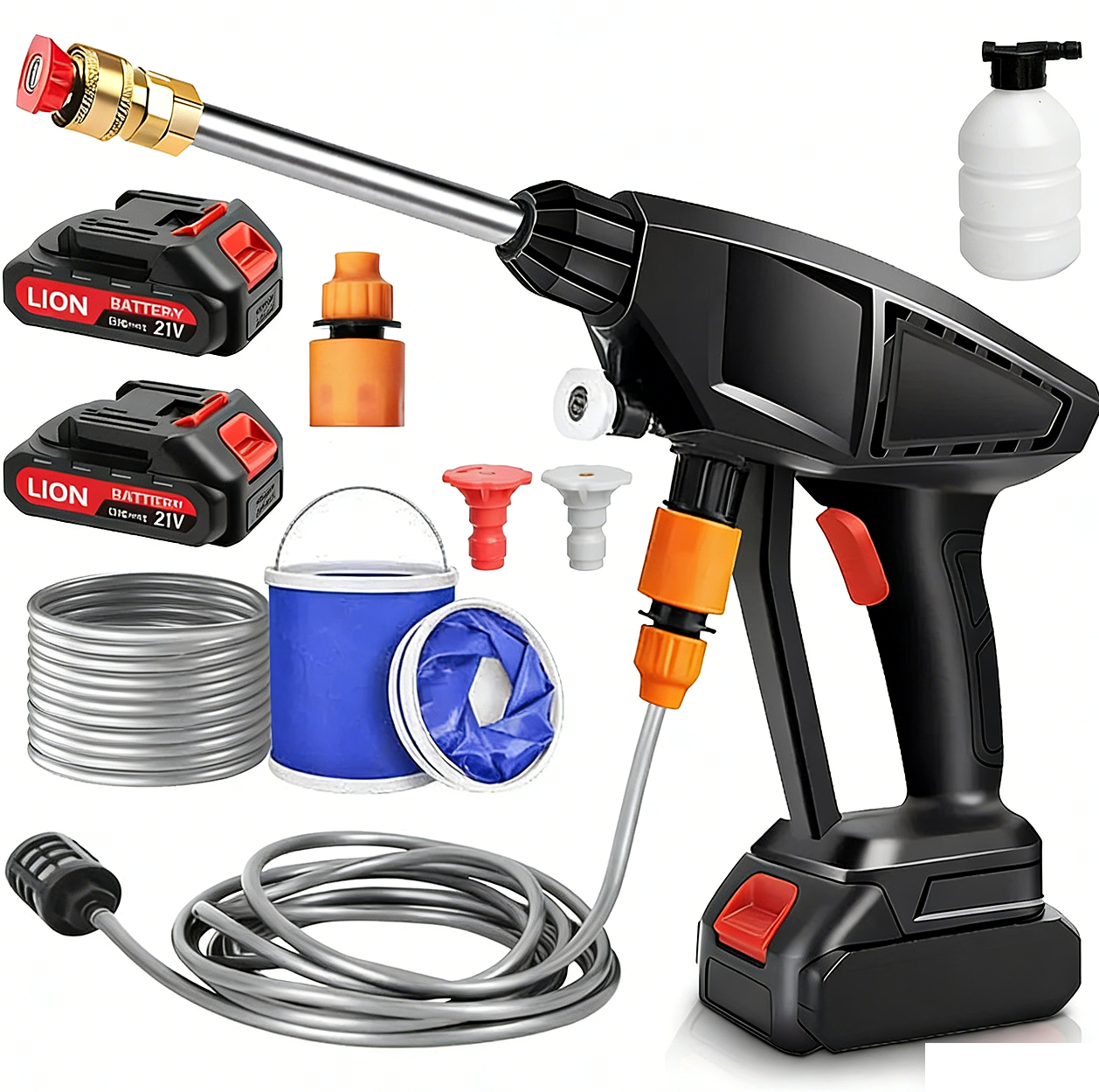 2 Battery-Portable Cordless Car High Pressure Washer Jet Water Wash Cleaner Gun
