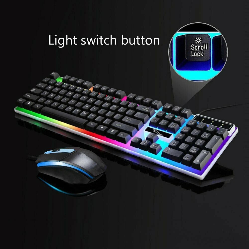 UK Gaming Keyboard And Mouse Set RGB LED USB For PC Laptop Xbox One PS4 PS 5