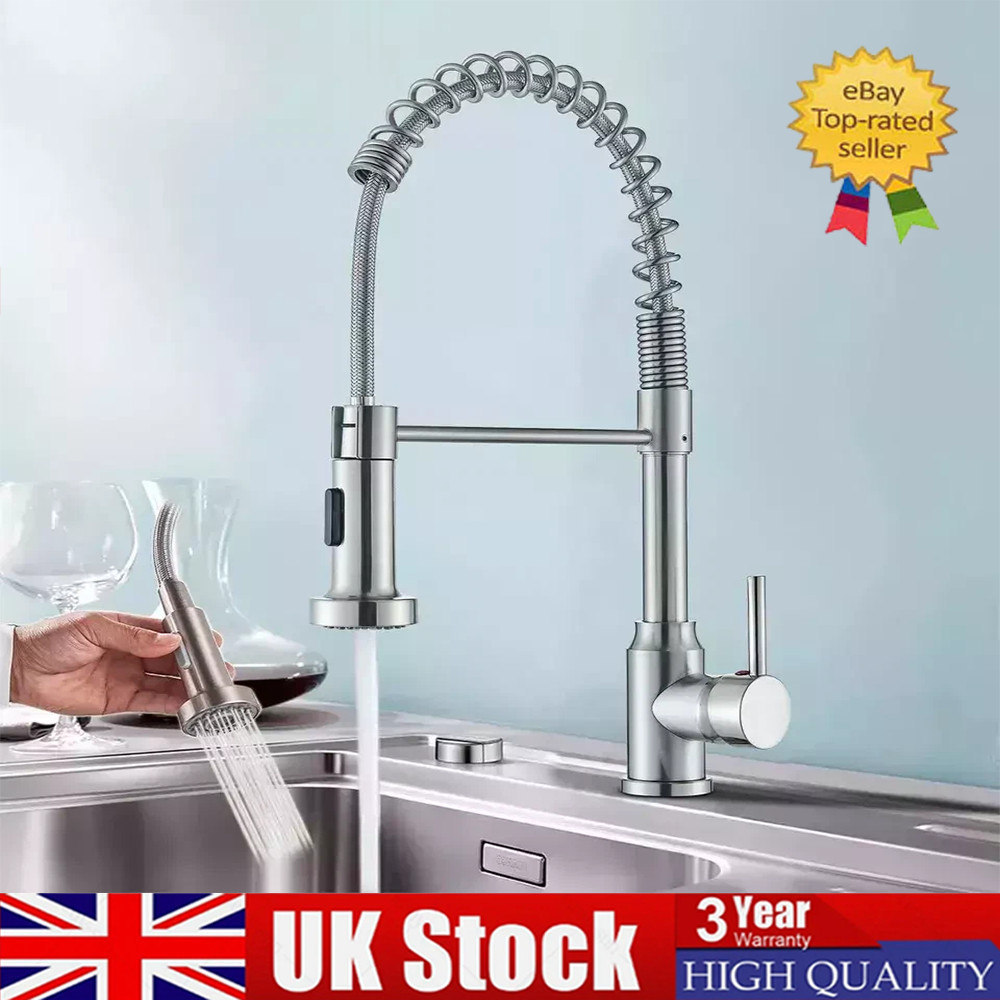 Modern Monobloc Pull Out Kitchen Mixer Tap Dual Spout Spray Single Lever 360degree