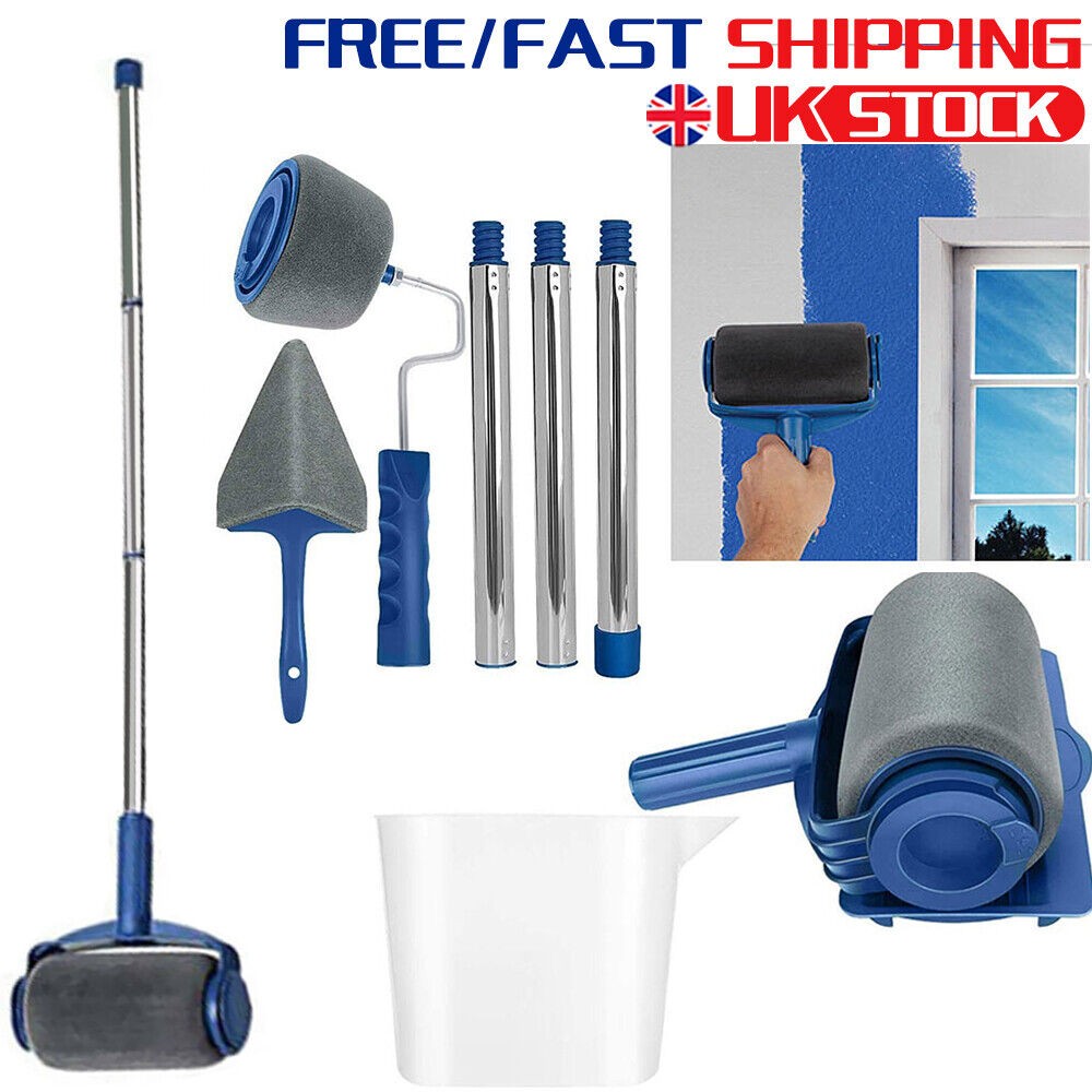 Paint Runner Pro Roller 8Pcs Brush Set Room Painting Wall Handle Decorating Home