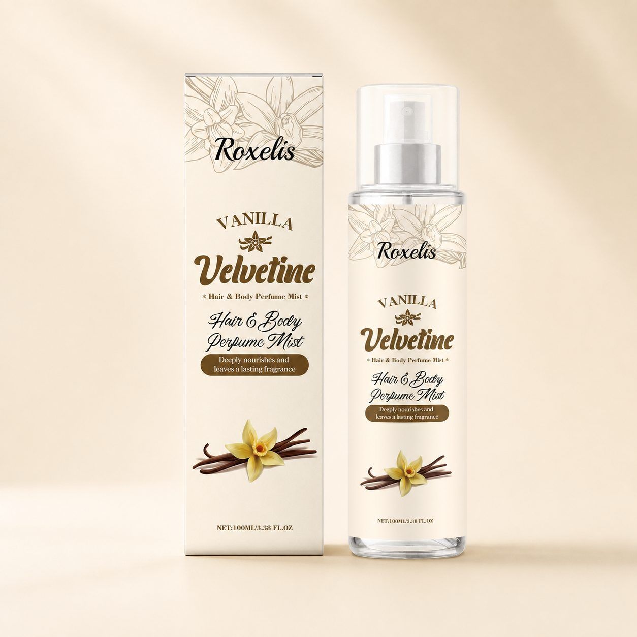 ROXELIS Velvet Vanilla Personal Fragrance Spray, 100 ml