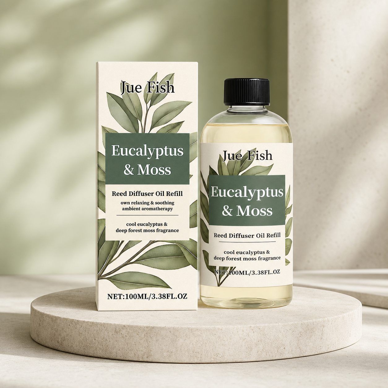 Huile de parfum maison à la mousse d'eucalyptus JUE FISH, 100 ml