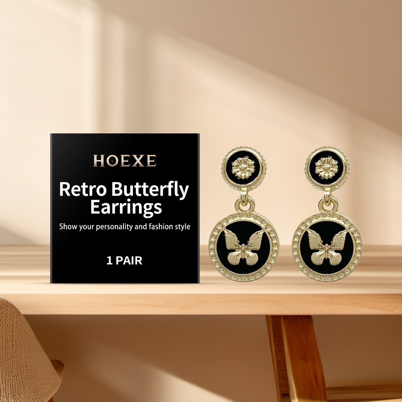HOEXE Vintage Butterfly Earrings, 1 Pair