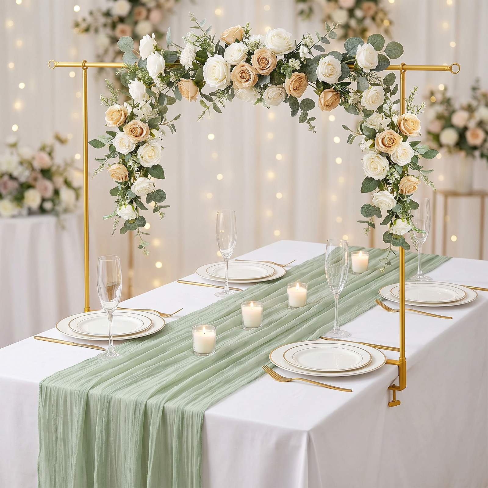 Table Top And Tripod – Light Green 80x300 Cm Table Top With Adjustable Tripod – Party Accessories