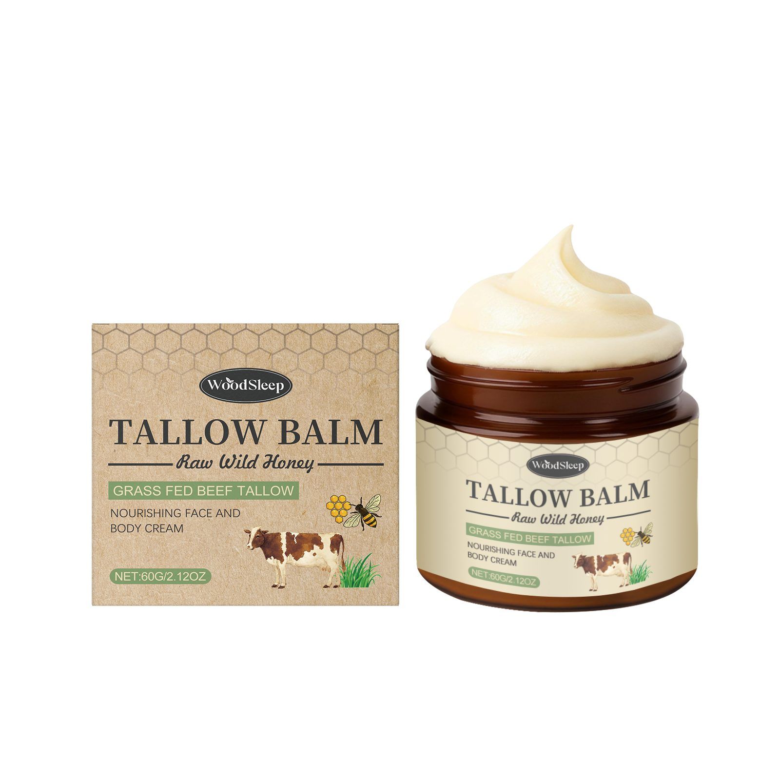 WOODSLEEP Tallow Honey Body Moisturizing Cream, 60 g