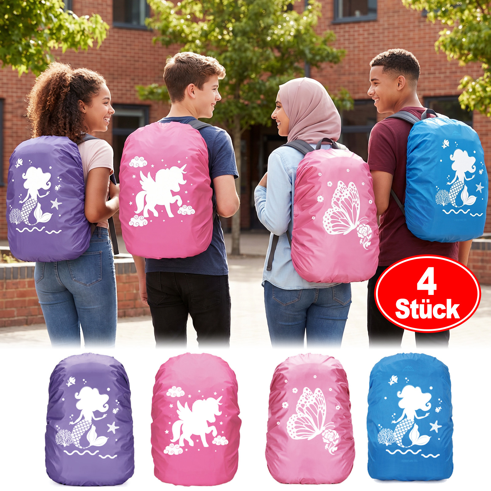 4 Pieces Backpack Cover Set, Rain Protection For School Ranches And Day Backpack Party Accessories Set