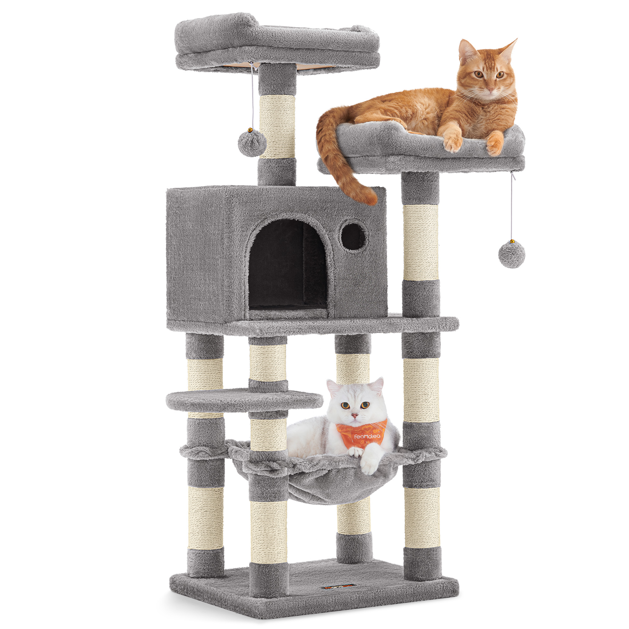 Cat Tree, 44.1-Inch Multi-Level Tower, 11 Scratching Posts - Default