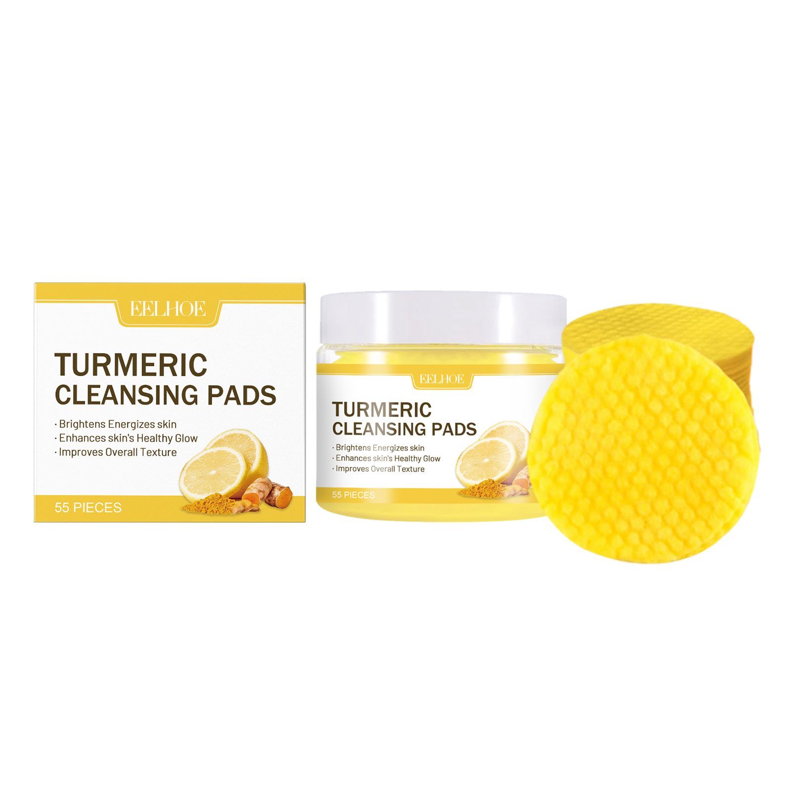 EELHOE Ginger Lemon Makeup Remover Cleansing Pads, 55 Pieces