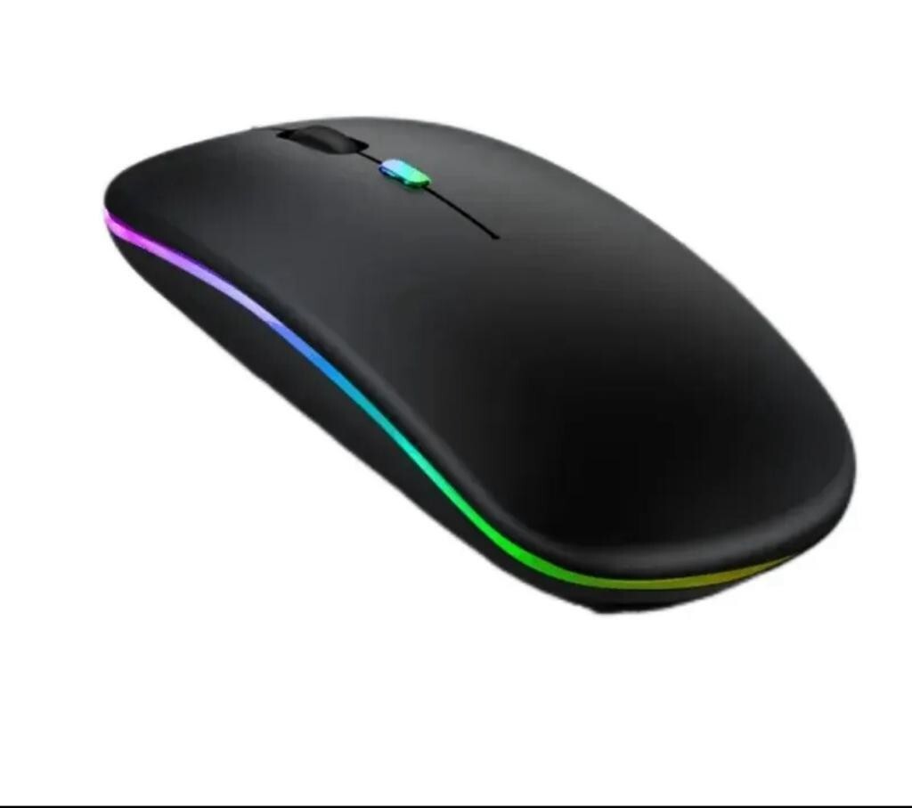 Black--New Slim Silent Rechargeable Wireless Mouse RGB LED USB Mice MacBook Laptop PC--black