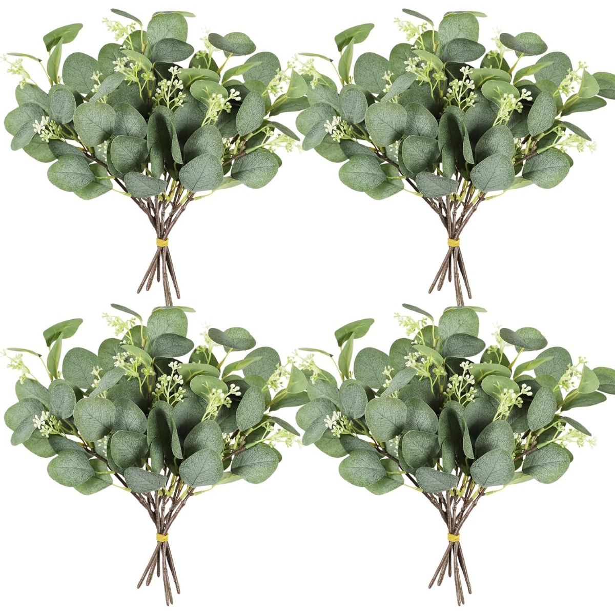 48Pc Artificial Plants Eucalyptus Decoration Simulation Green Eucalyptus Leaves Branches Silver Dollar Eucalyptus Plant Bulk For Wedding, Garden, Home, Office, Indoor Outdoor Decoration