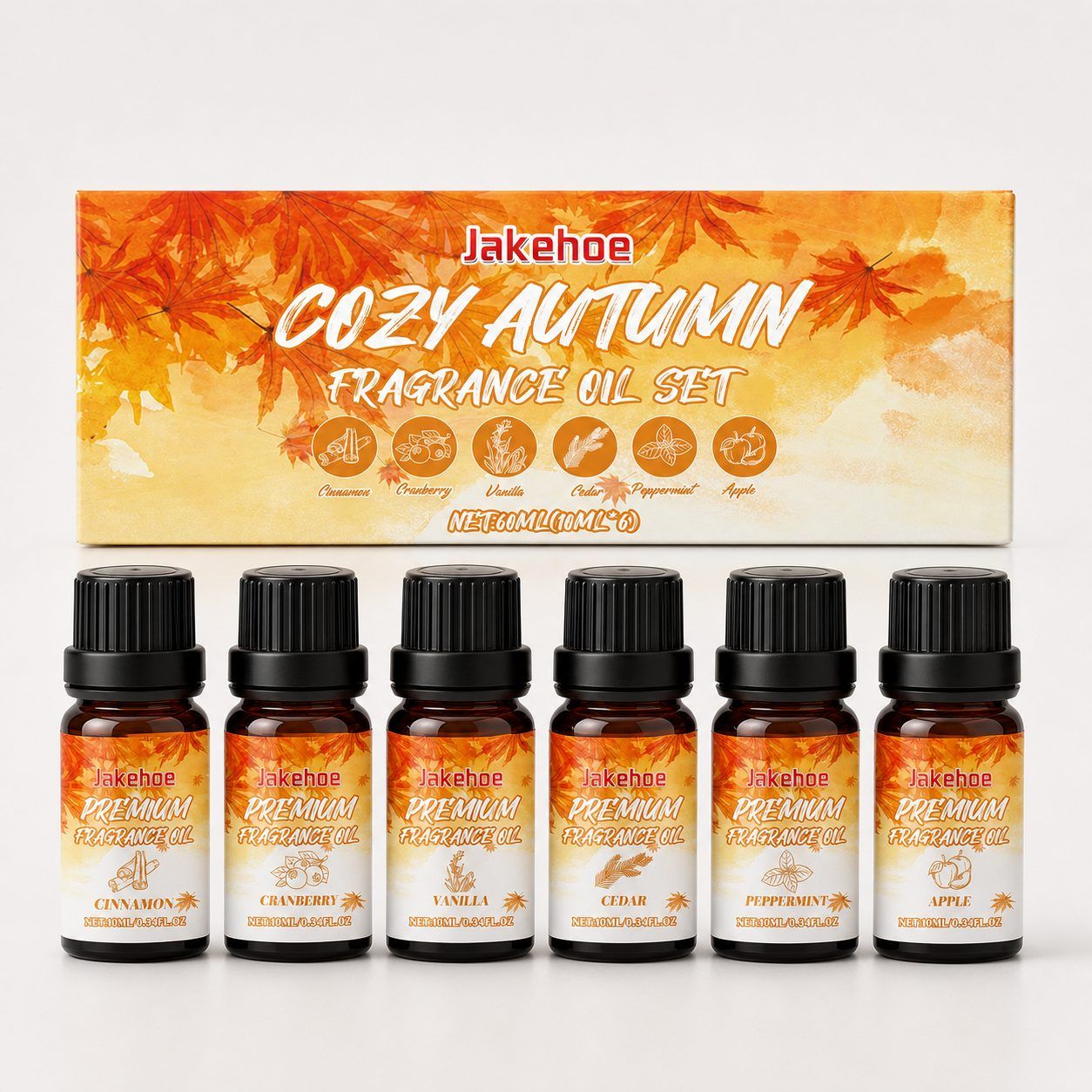 JAKEHOE Autumn Home Fragrance Essential Oil Set, 6 x 10 ml