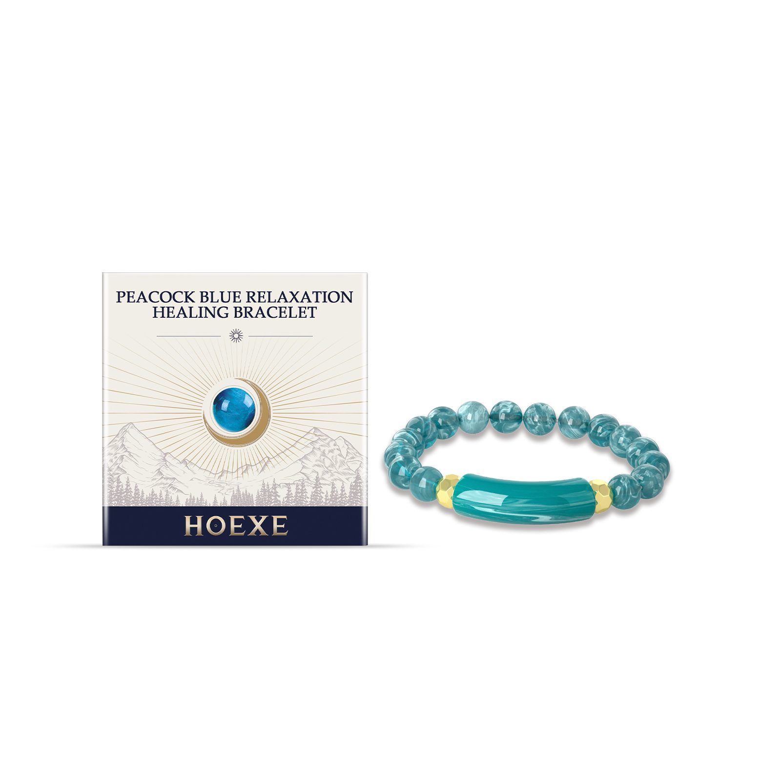 HOEXE Peacock Blue Chip Bead Bracelet, 1 Piece
