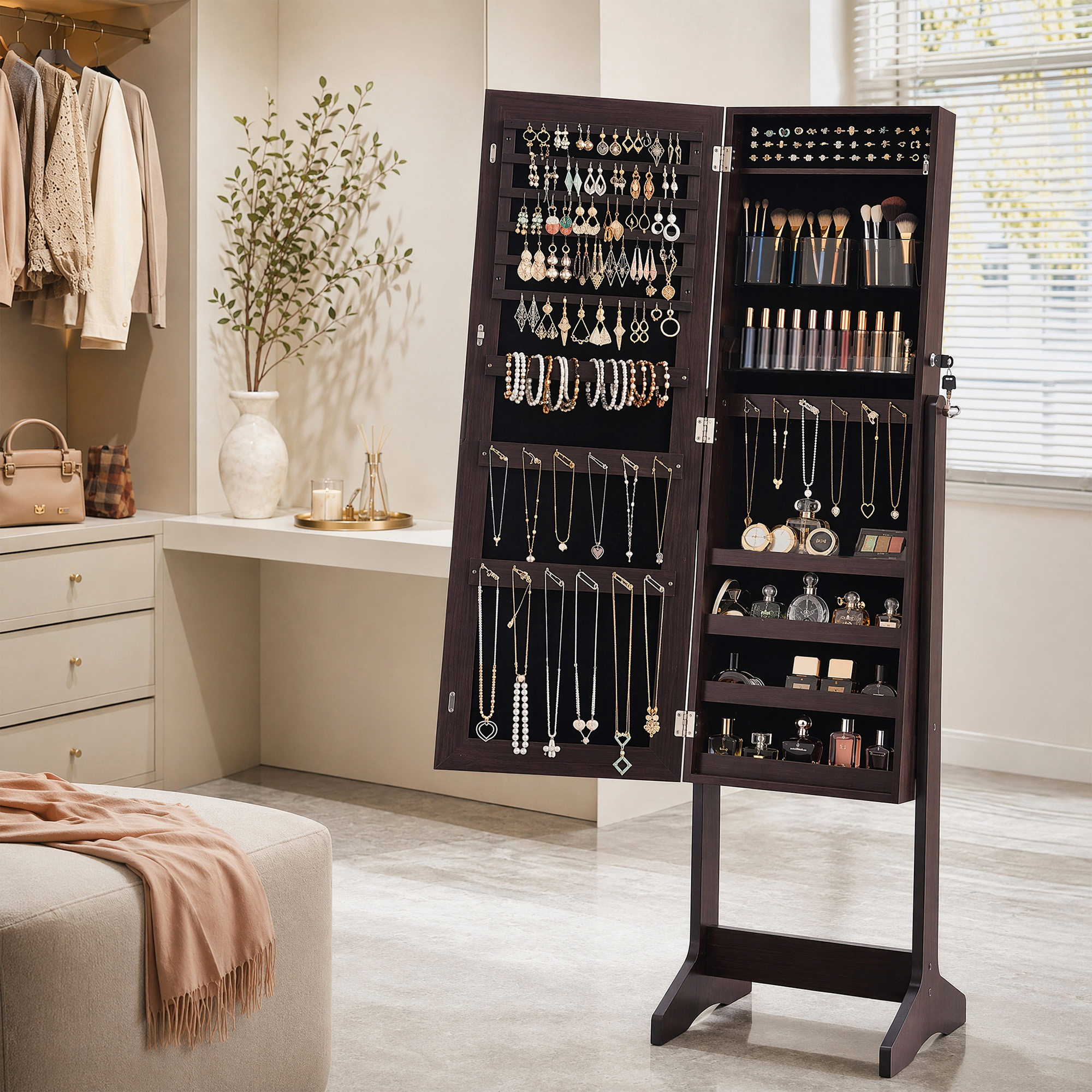 Mirrored Jewelry Cabinet Armoire, picture 2 of 4