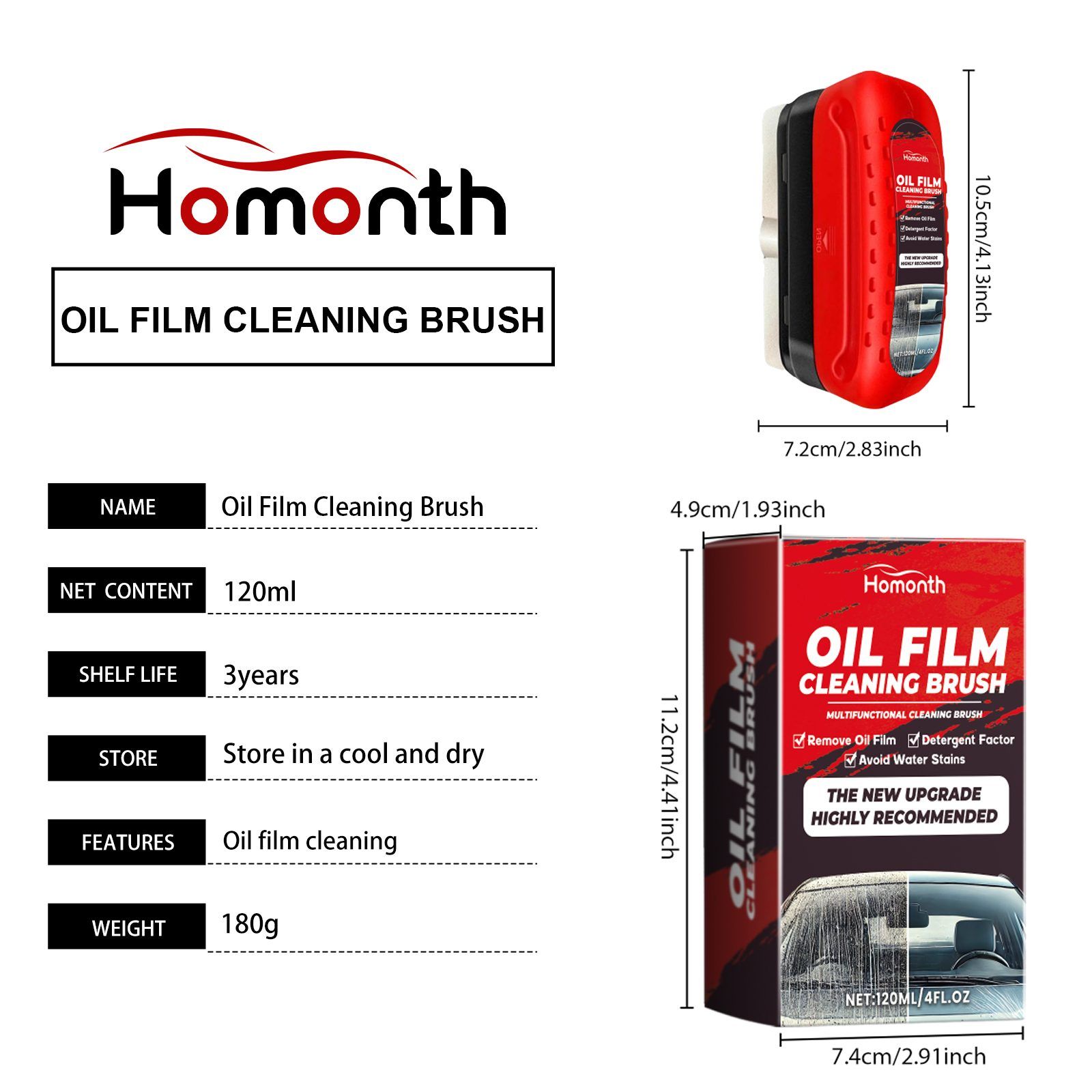 HOMONTH Automotive Windshield Glass Cleaner, 120 ml / 1 Bottle image 8