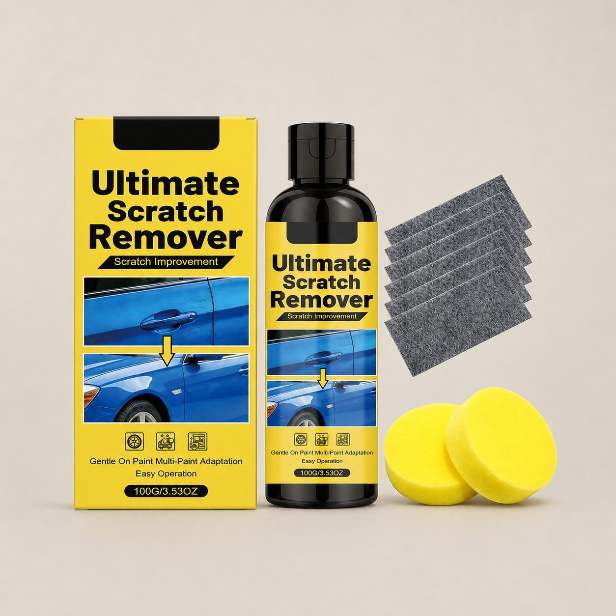 AMZ Automotive Scratch Care Kit, 100 g + 2 Sponges + 6 Cloths