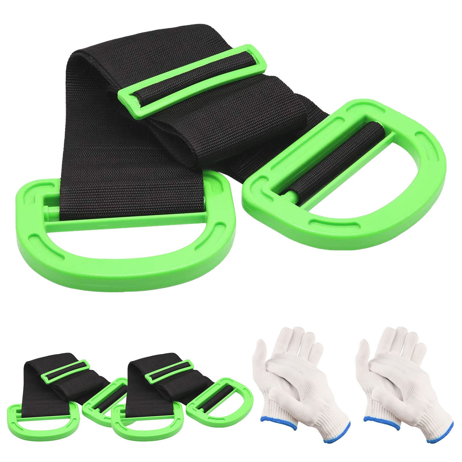 2 Pieces Of Transport Belt, Complete With 2 Pairs Of Gloves, 180 Cm Long, Durable Transport Belt, Adjustable Carrying Belts For Transporting Boxes, Furniture, Mattresses And Similar Items.