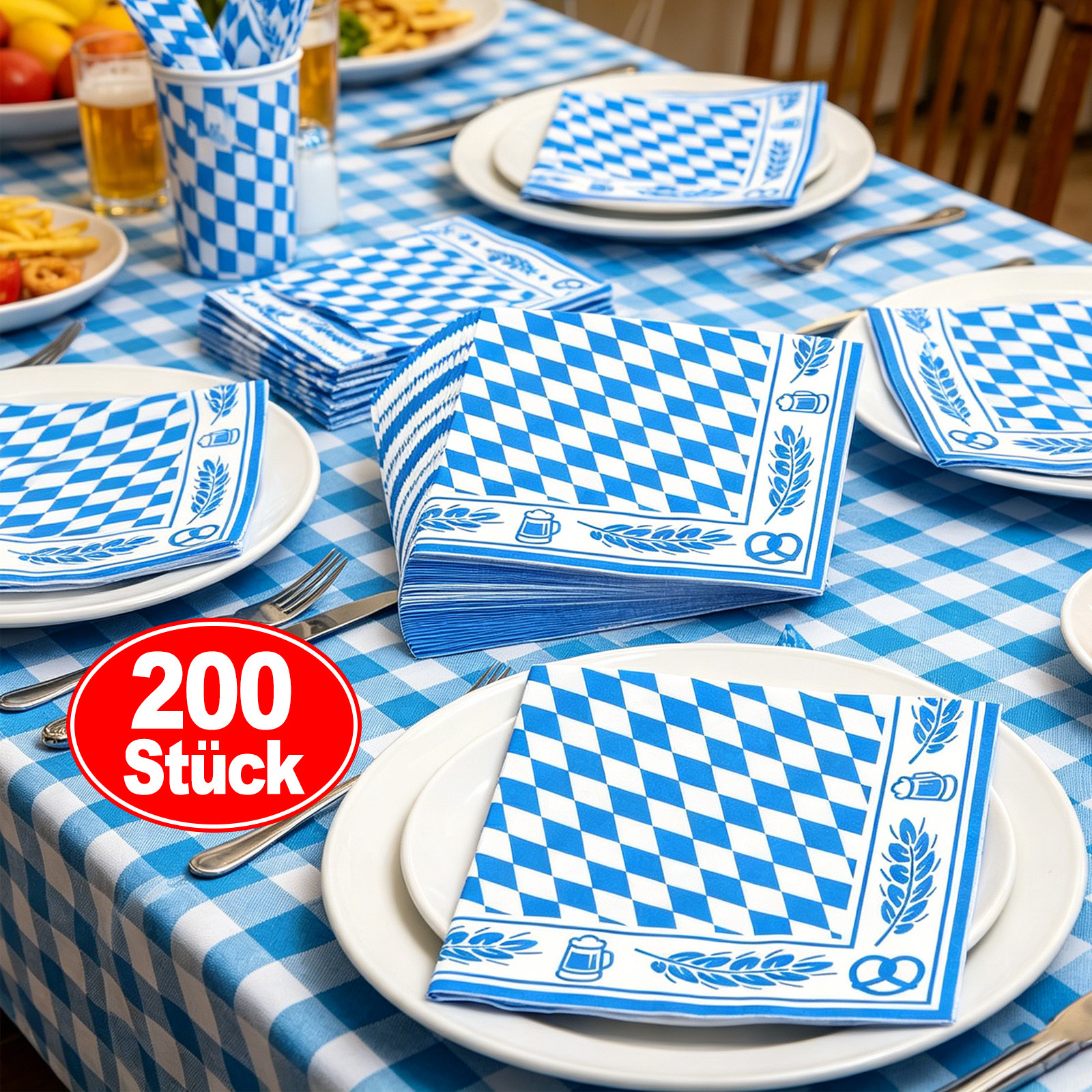 5 Sets (200 Pieces) Beer Festival Napkins, 40 Pieces Per Set, For Oktoberfest & Party Decoration Party Accessories Set