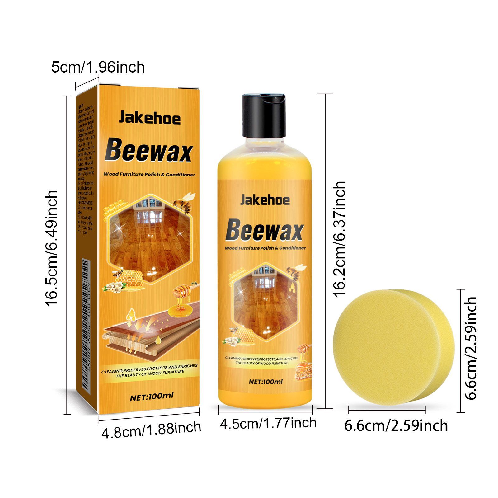 JAKEHOE Beeswax Wood Furniture Polish and Conditioner 100 mL with Sponge image 3