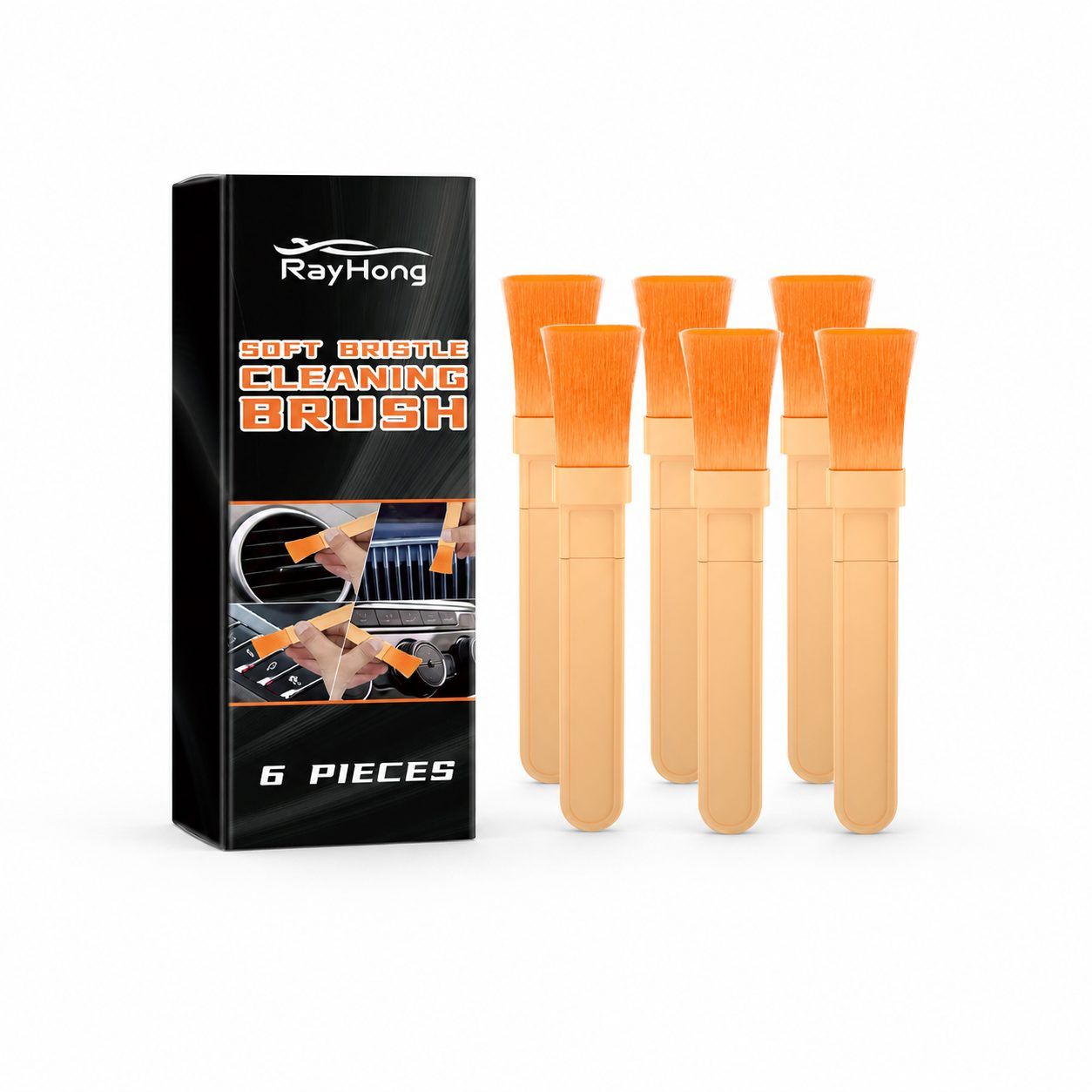 RAYHONG Automotive Detailing Brush Set, 6 Pieces