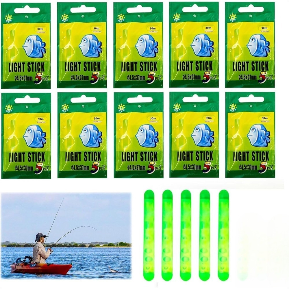 100-piece Fishing Accessories Set, Dimensions 4.5 × 37 Mm, Suitable For Night Fishing (can Be Attached To The Tip Of A Fishing Rod), Includes Connectors And Silicone Mounts; Fishing Accessory Set