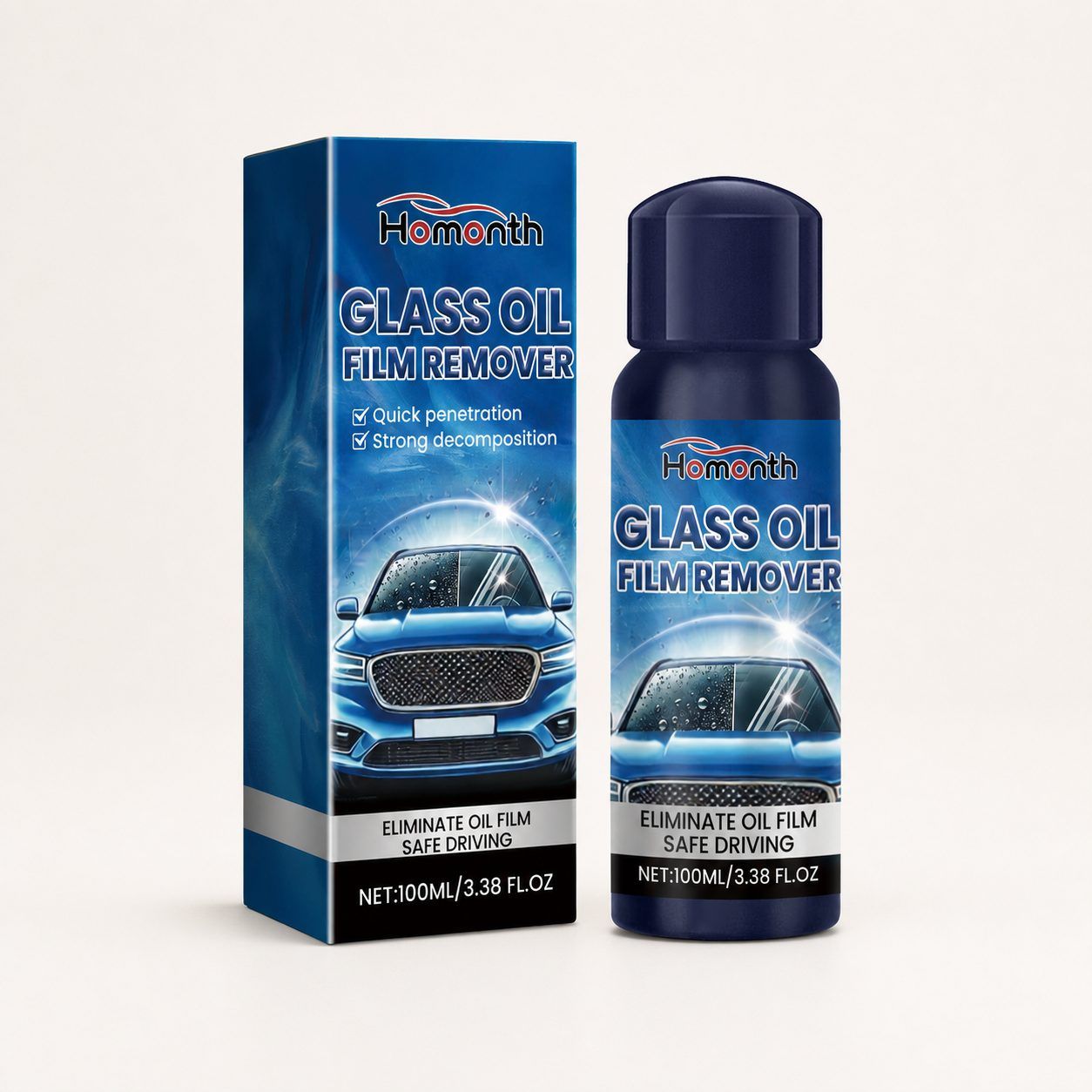 HOMONTH Automotive Windshield Glass Film Cleaner, 100 ml / 1 Bottle