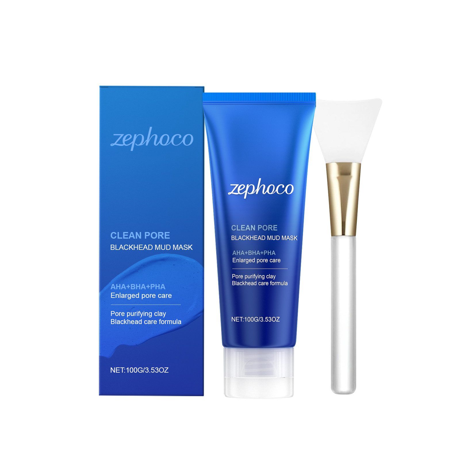 zephoco Cleansing Clay Mask with Applicator, 100 g