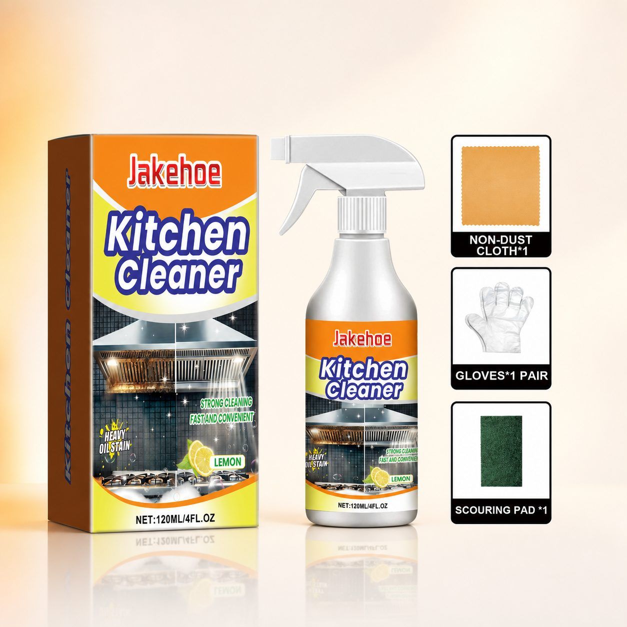 JAKEHOE Kitchen Grease Cleaning Kit, 120 ml with Tools