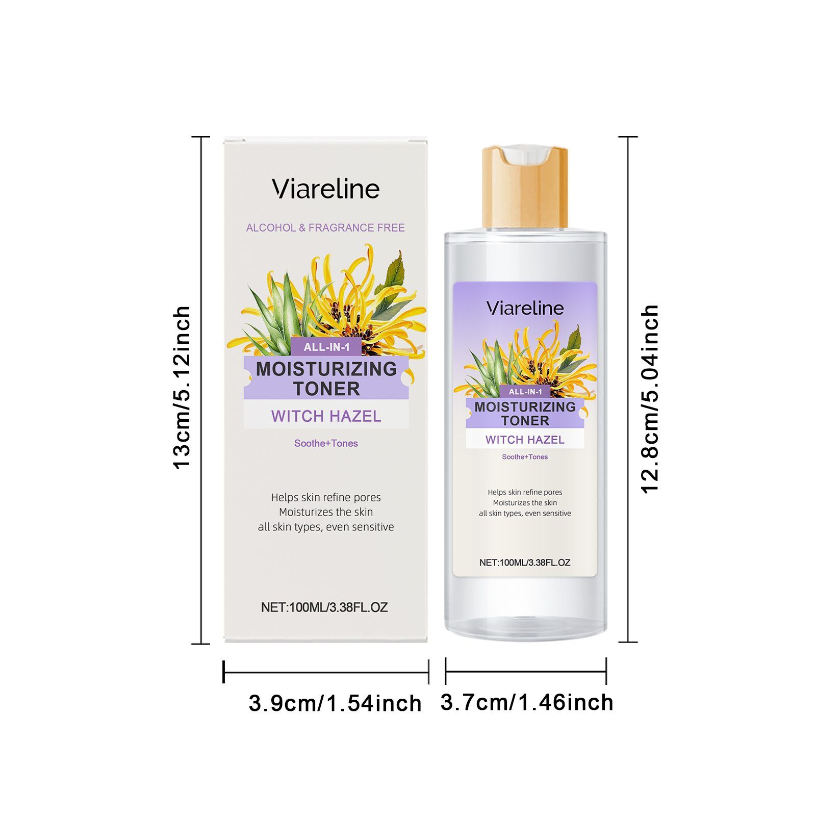 VIARELINE Witch Hazel Aloe Face Moisturizing Toner, 100 ml
