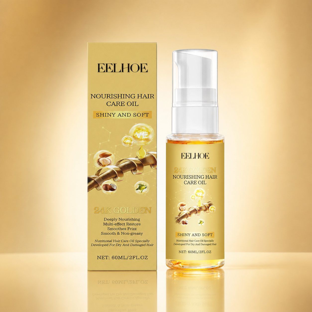 EELHOE 24K Gold Hair Care Oil, 60 ml