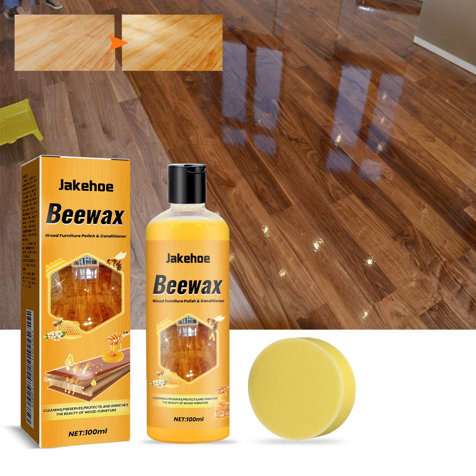 JAKEHOE Beeswax Wood Furniture Polish and Conditioner 100 mL with Sponge image 4