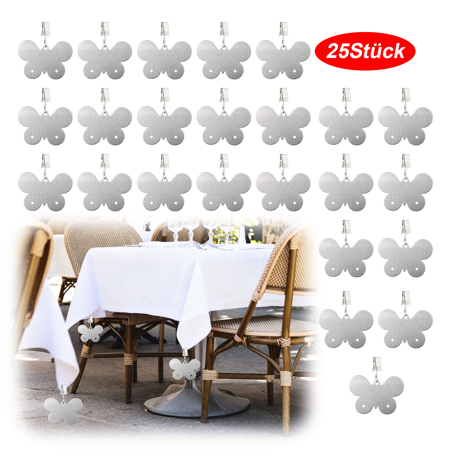 25 Pieces Party Table Decoration Set, Stainless Steel Butterfly Table Cover Grinder For Garden Party And Events Party Accessories Set