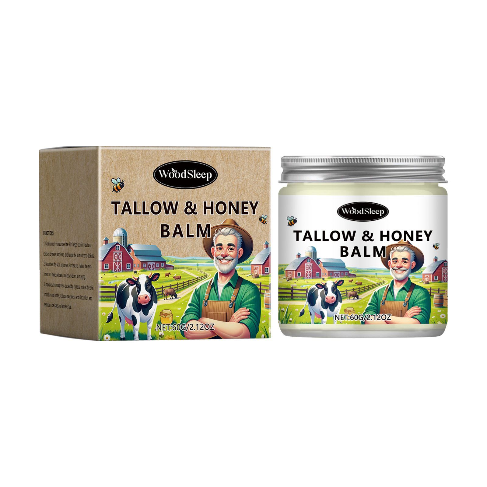 WOODSLEEP Tallow Honey Body Moisturizing Cream, 60 g