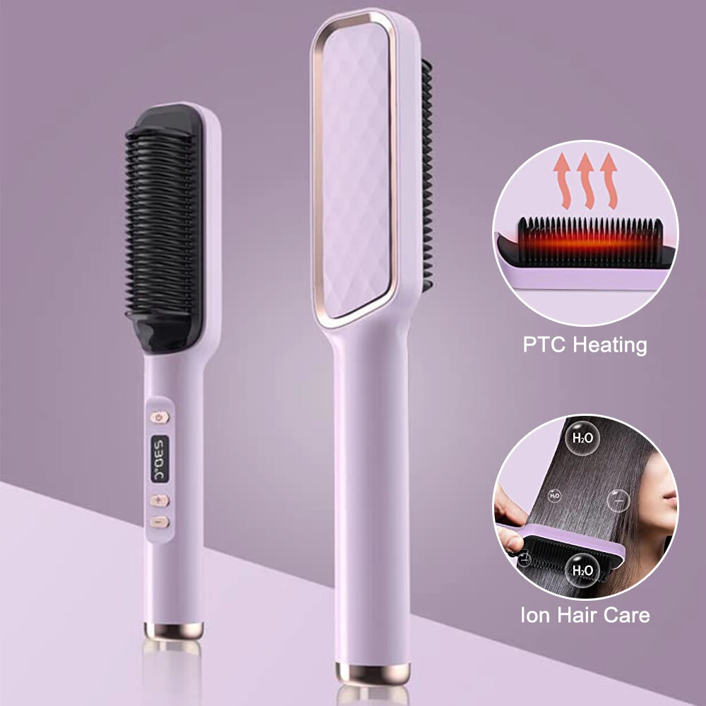 Electric Hair Styler Curler Straightener Hot Air Comb Brush NEW
