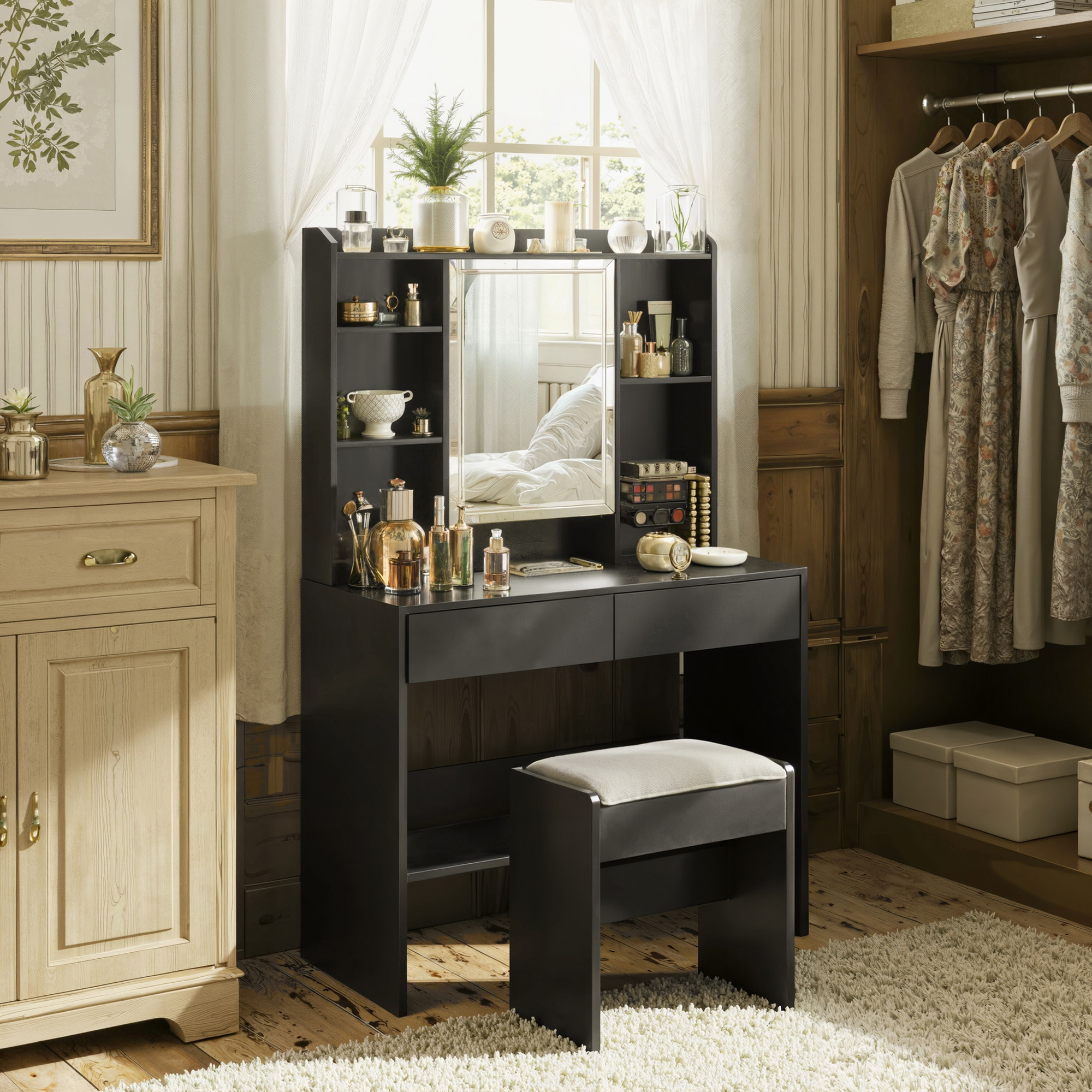 Vanity Desk with Mirror and Lights, picture 3 of 4