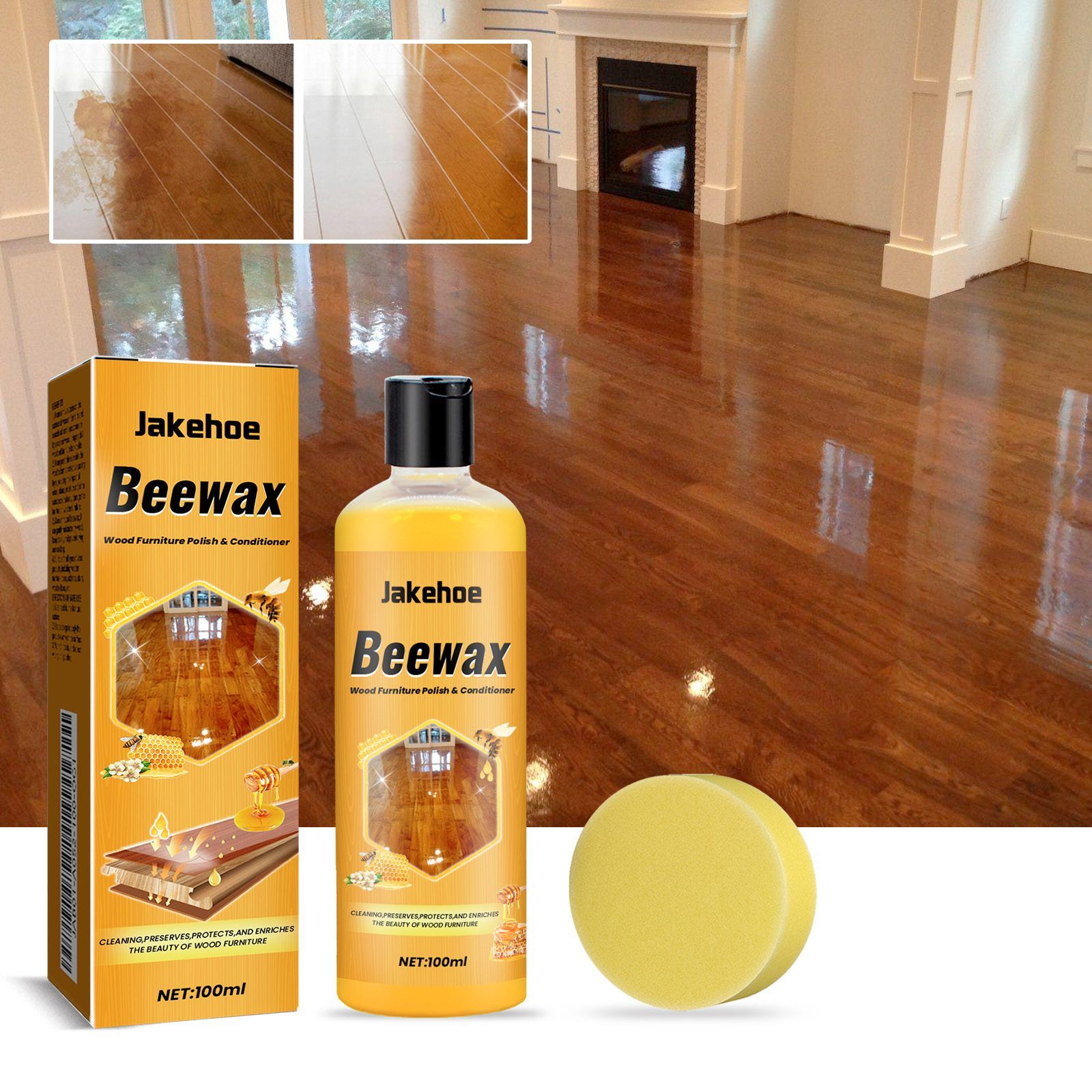 JAKEHOE Beeswax Wood Furniture Polish and Conditioner 100 mL with Sponge image 5