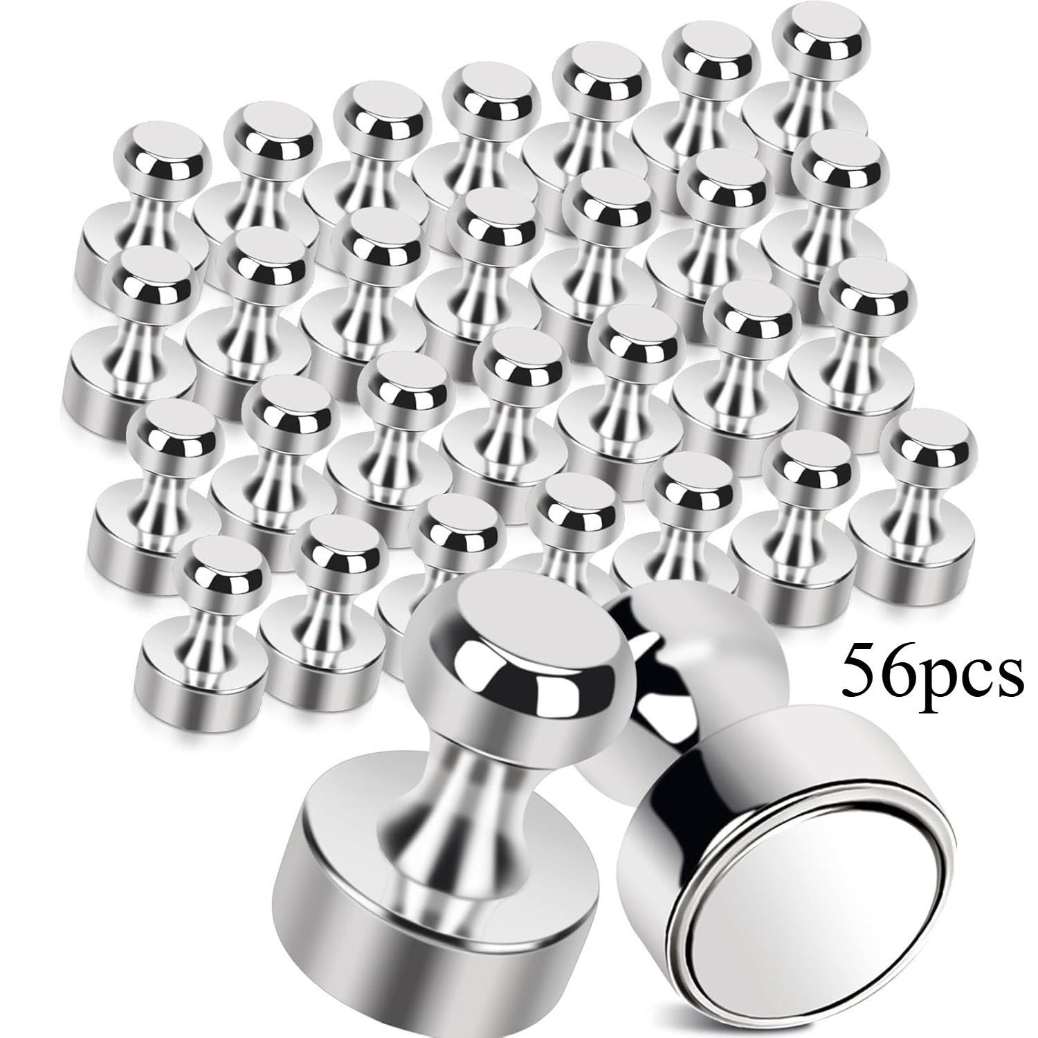Party Packages - 56-piece Set With Pins, 12 Mm X 16 Mm, Small Pins For Whiteboards, Refrigerators, Billboards, Offices