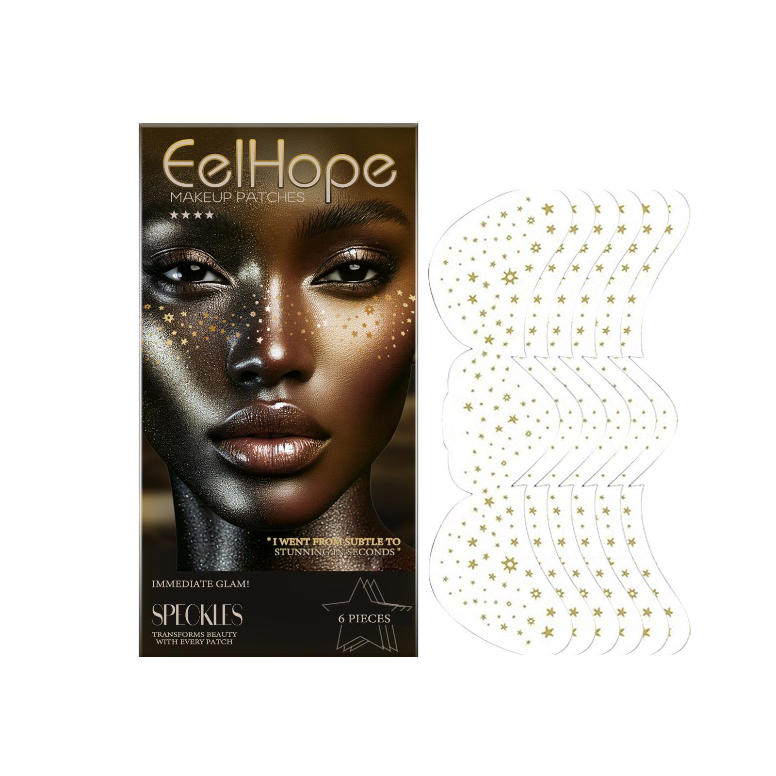 EELHOPE Glitter Freckle Cosmetic Face Stickers, 6 Pieces