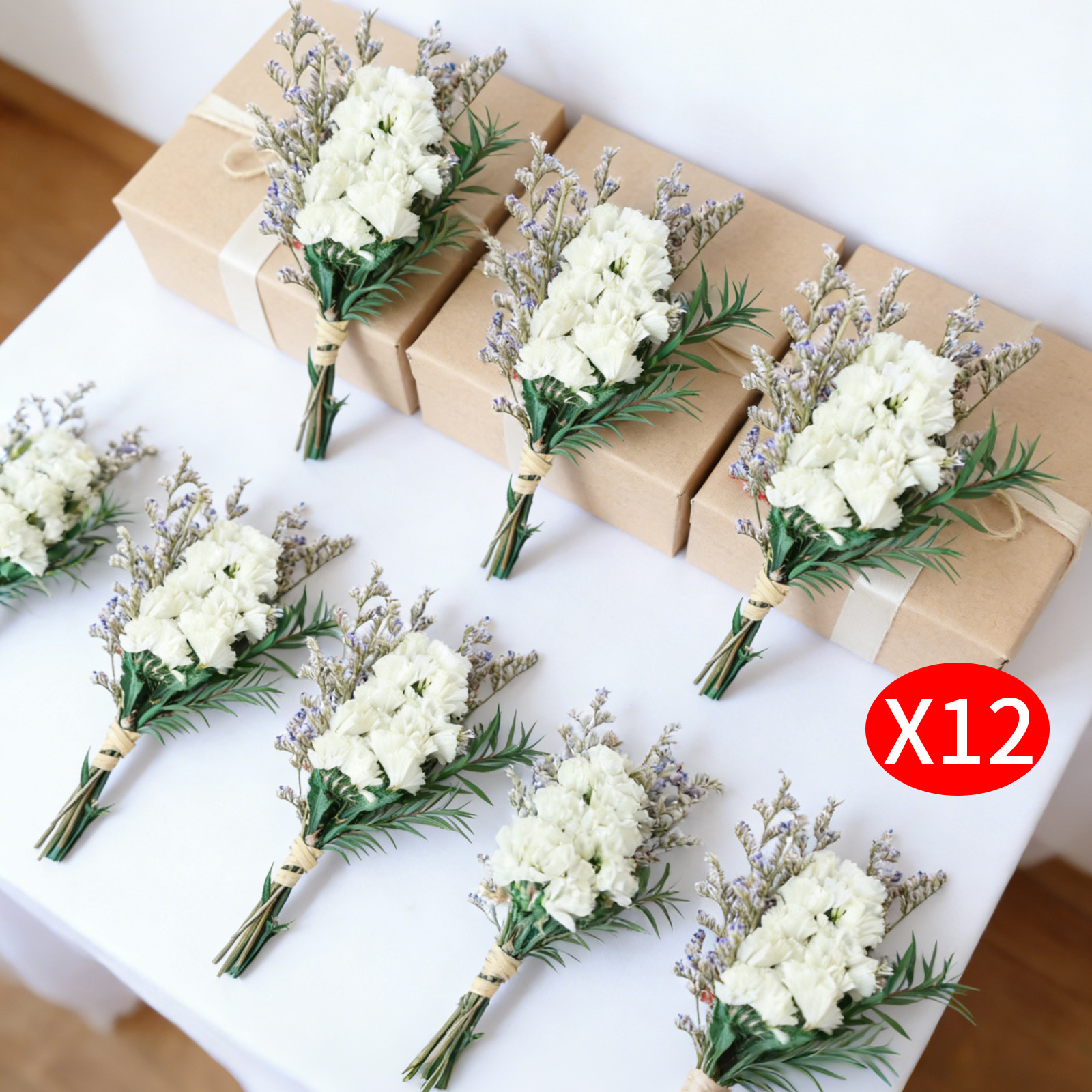 Mini Dry Flowers Set With 12 White Forget Me Not Flowers For Delicate DIY Creations Party Accessories Set
