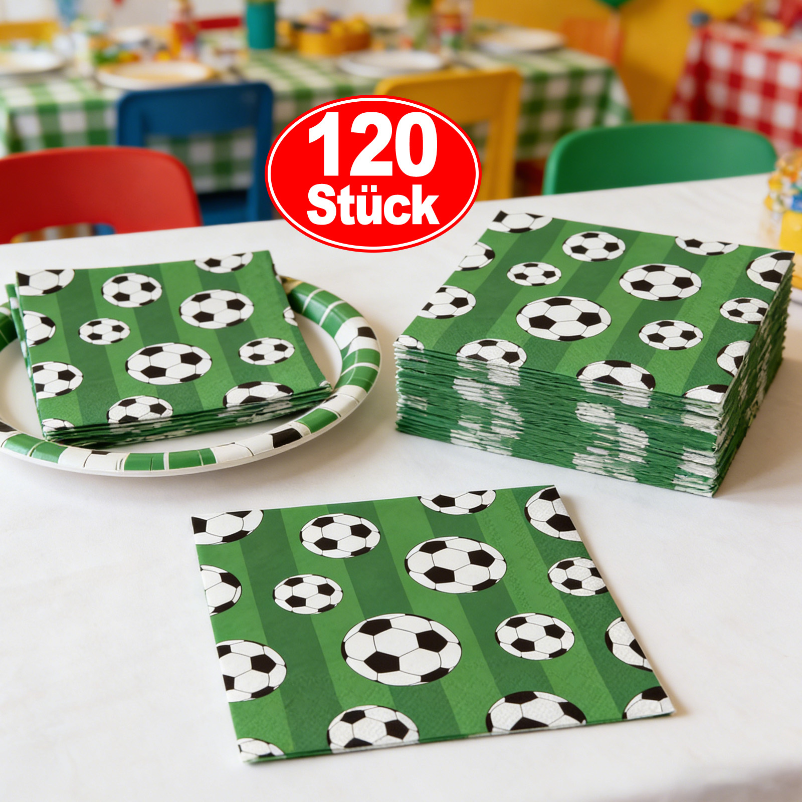 Football-themed Napkins: Ideal For Sports Fans And Parties, With Vibrant Print For A Festive Atmosphere At Any Event.