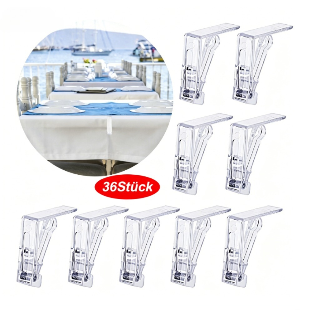 Set Of 36 Table Top Clamps, Transparent Clamp Set For Festive Covered Tables, 3 Packs Of 12 Pieces – Party Accessories Set