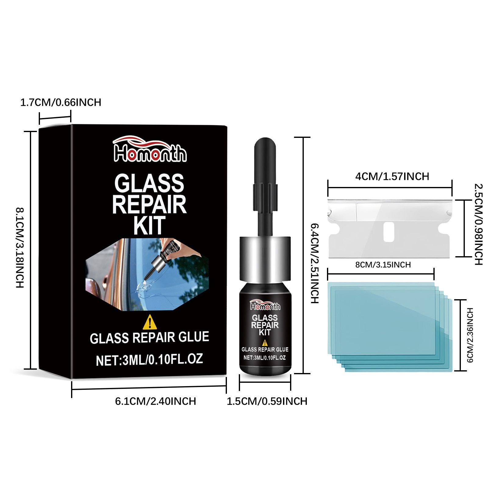 HOMONTH Windshield Glass Repair Kit, 1 Kit image 4