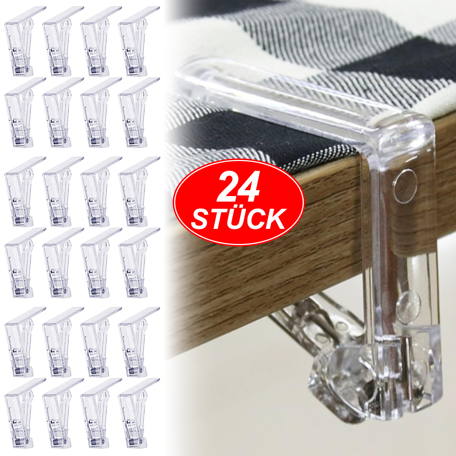 Set Of 2 Transparent Table Cloth Clamps, 24 Pieces In Total, Table Cloth Holder For Celebration Party Accessories Set