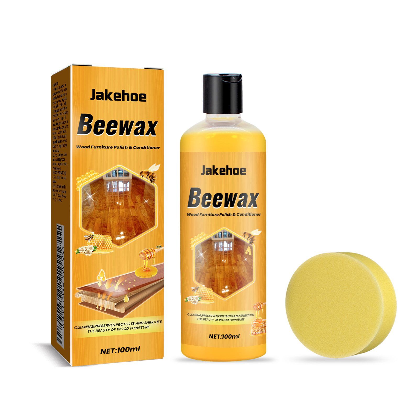 JAKEHOE Beeswax Wood Furniture Polish and Conditioner 100 mL with Sponge image 2