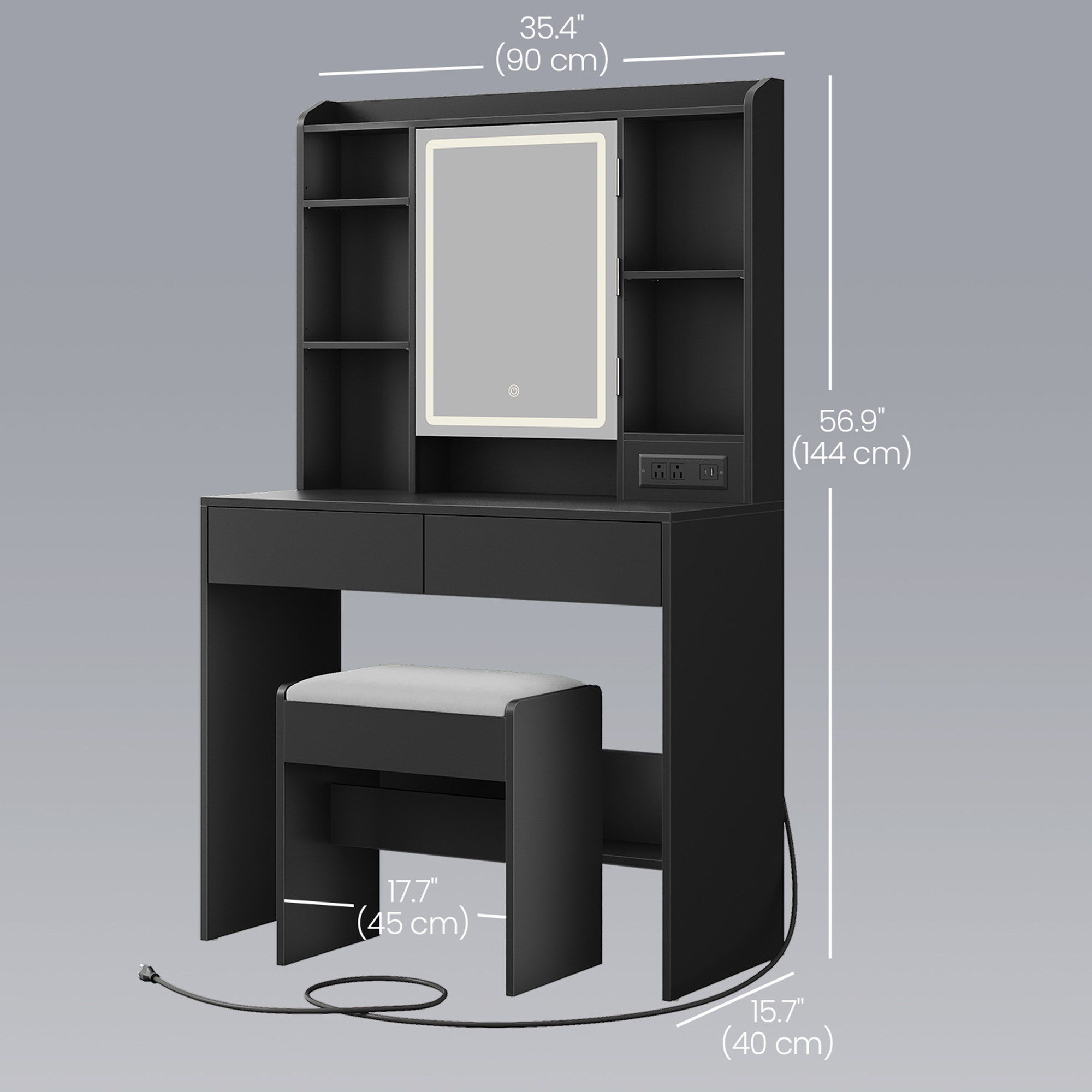 Vanity Desk with Mirror and Lights, picture 4 of 4