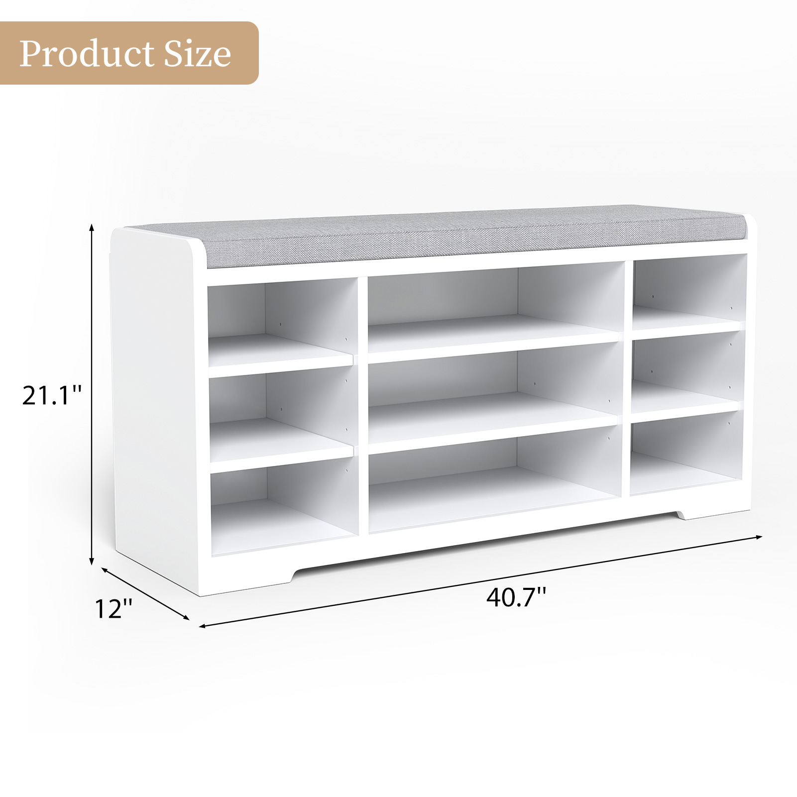 Shoe Storage Bench with Cushion, picture 3 of 5