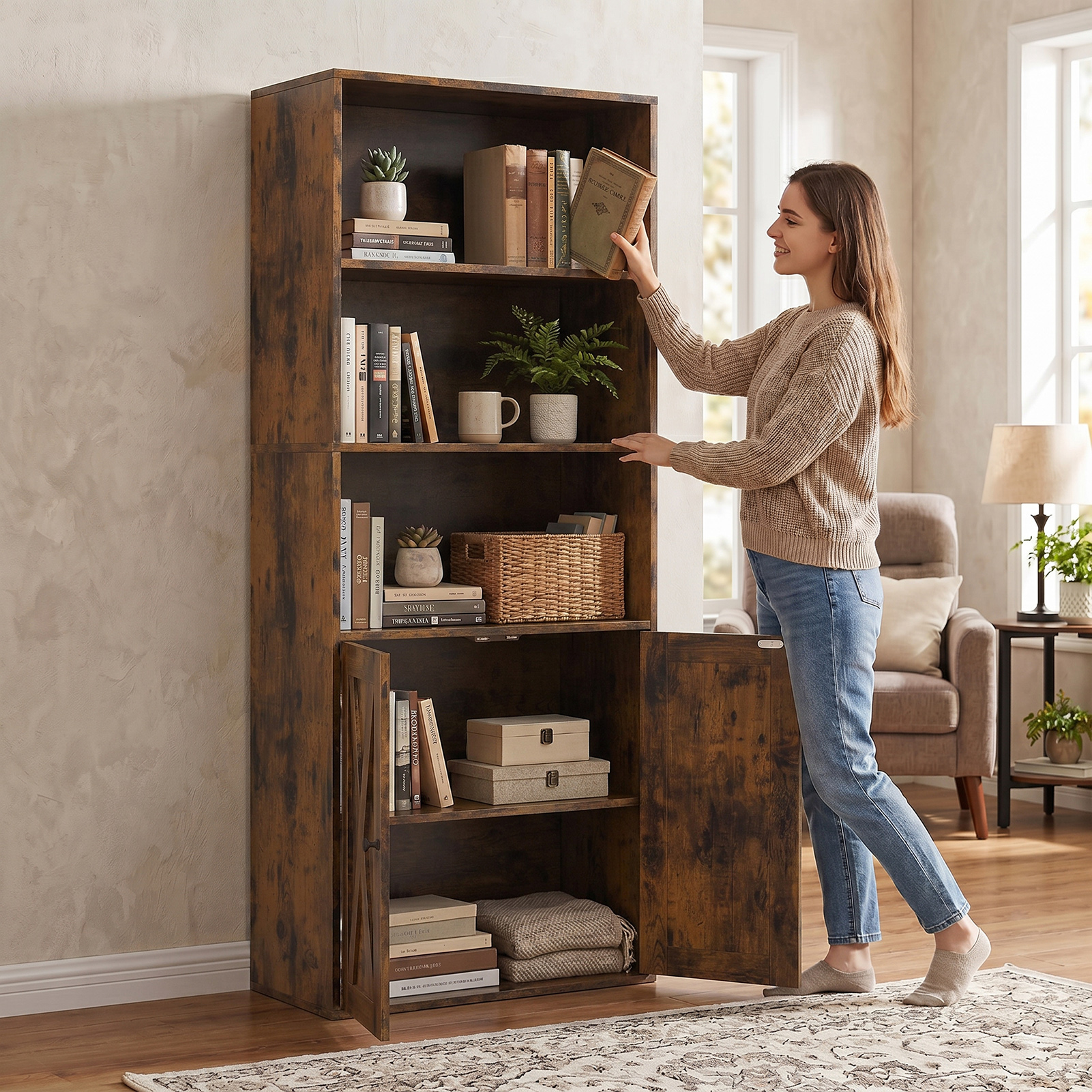 5 Tier Bookshelf with Doors, picture 5 of 5